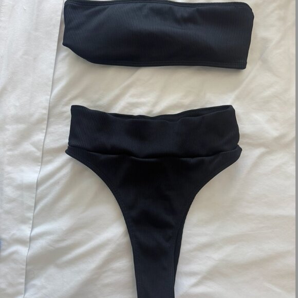 Womans black high waisted bandeau bikini small - Picture 1 of 1